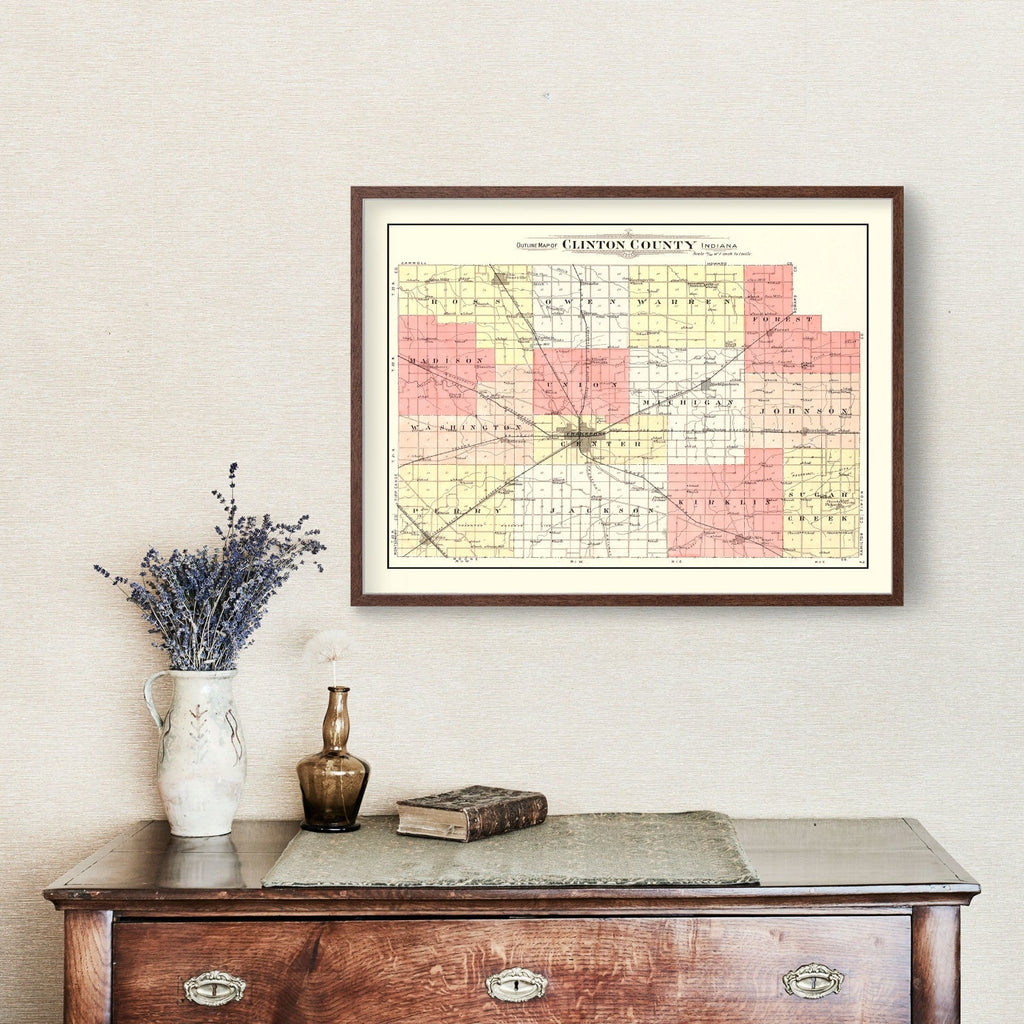 Vintage Map of Clinton County, Indiana 1903