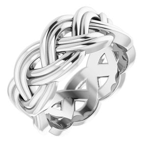 18K White 8 mm Woven-Design Band Size 6