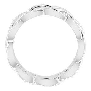 Platinum 8 mm Woven-Design Band Size 6