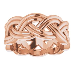 18K Rose 8 mm Woven-Design Band Size 6.5