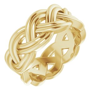 14K Yellow 8 mm Woven-Design Band Size 6.5