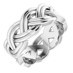 14K White 8 mm Woven-Design Band Size 6.5
