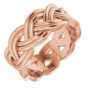 14K Rose 8 mm Woven-Design Band Size 6.5