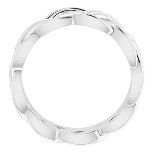 10K White 8 mm Woven-Design Band Size 6.5