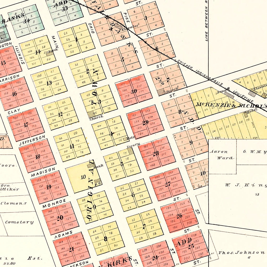 Vintage Map of Kirklin, Indiana 1903