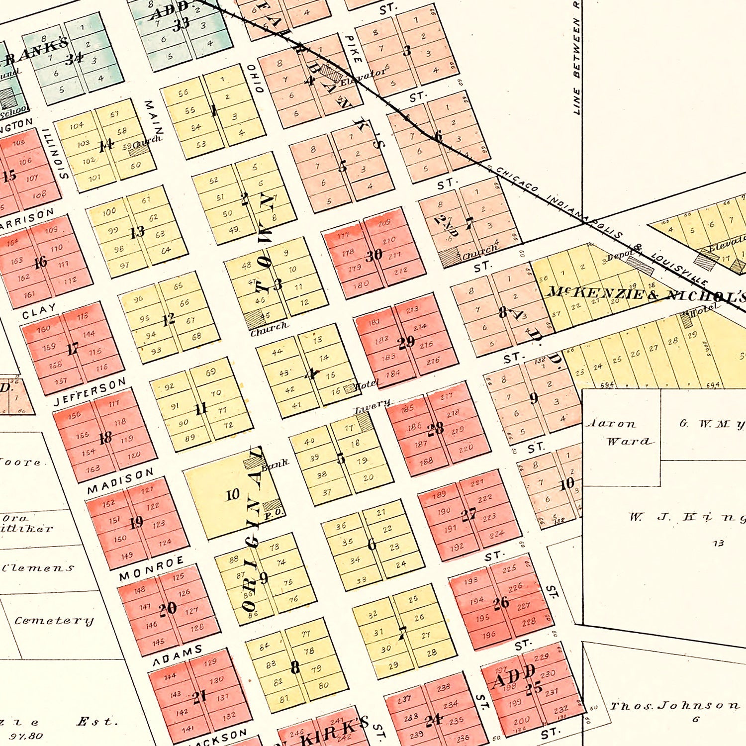 Vintage Map of Kirklin, Indiana 1903