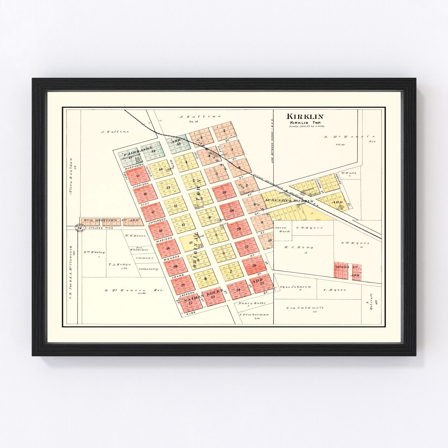 Vintage Map of Kirklin, Indiana 1903
