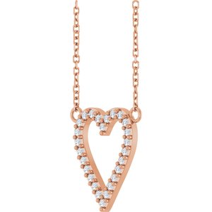 14K Rose Gold 1/6 CTW Natural Diamond Heart 18" Necklace