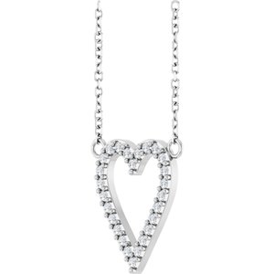 Platinum 1/6 CTW Natural Diamond Heart 18" Necklace