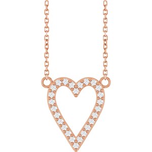 14K Rose Gold 1/6 CTW Natural Diamond Heart 18" Necklace