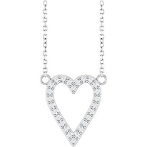 Platinum 1/6 CTW Natural Diamond Heart 18" Necklace