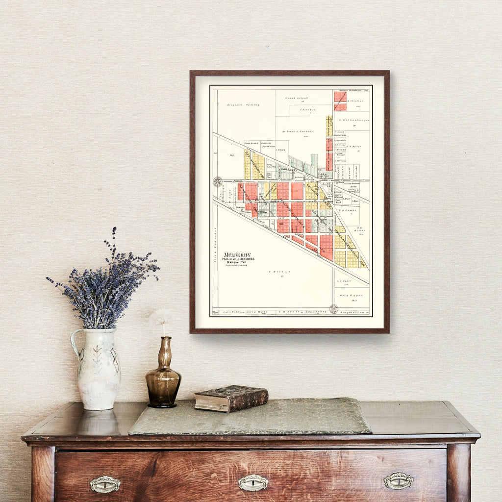 Vintage Map of Mulberry, Indiana 1903