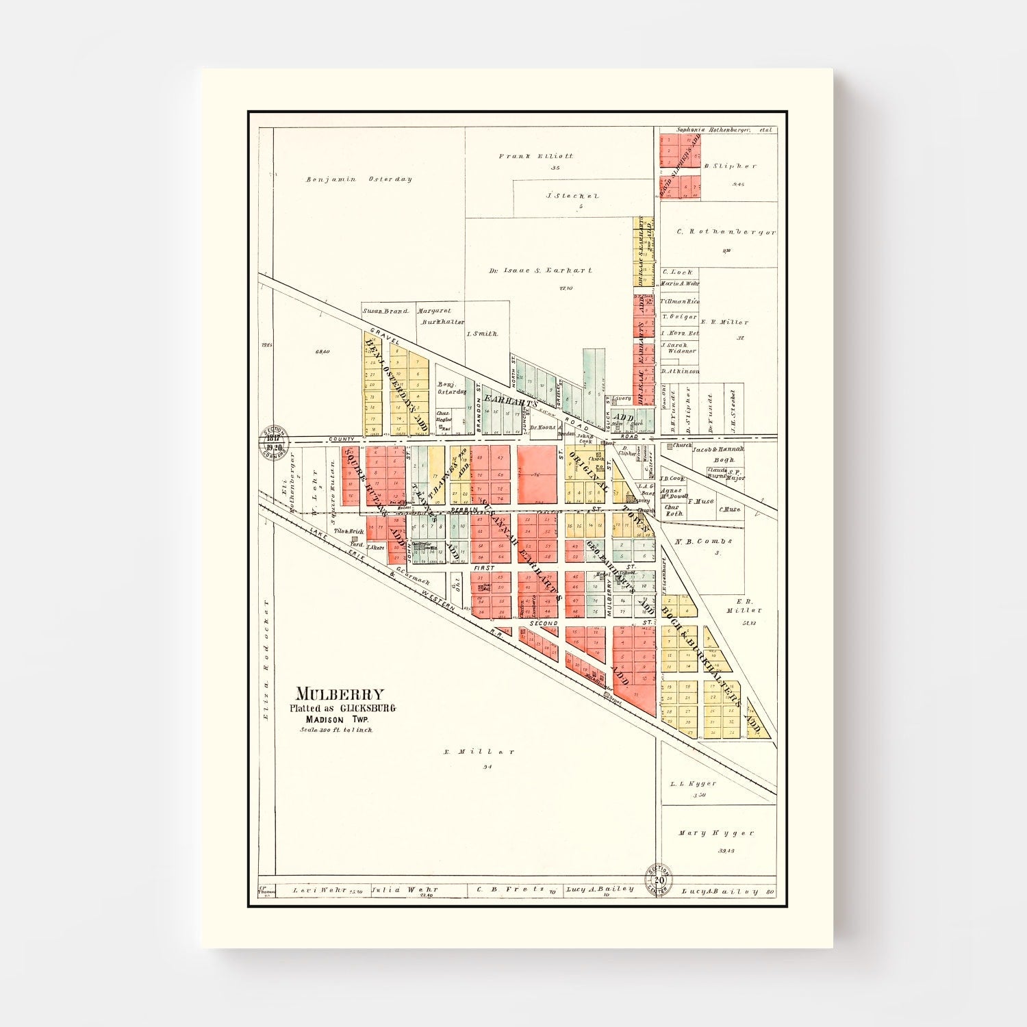 Vintage Map of Mulberry, Indiana 1903
