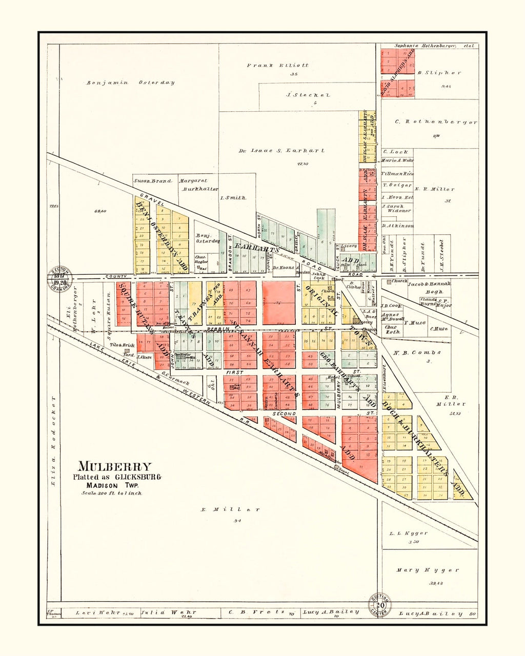 Vintage Map of Mulberry, Indiana 1903
