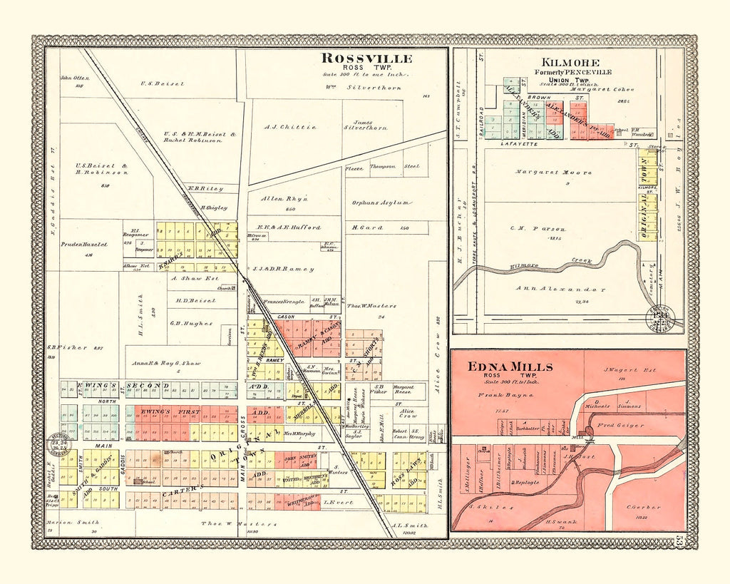 Vintage Map of Rossville, Indiana 1903