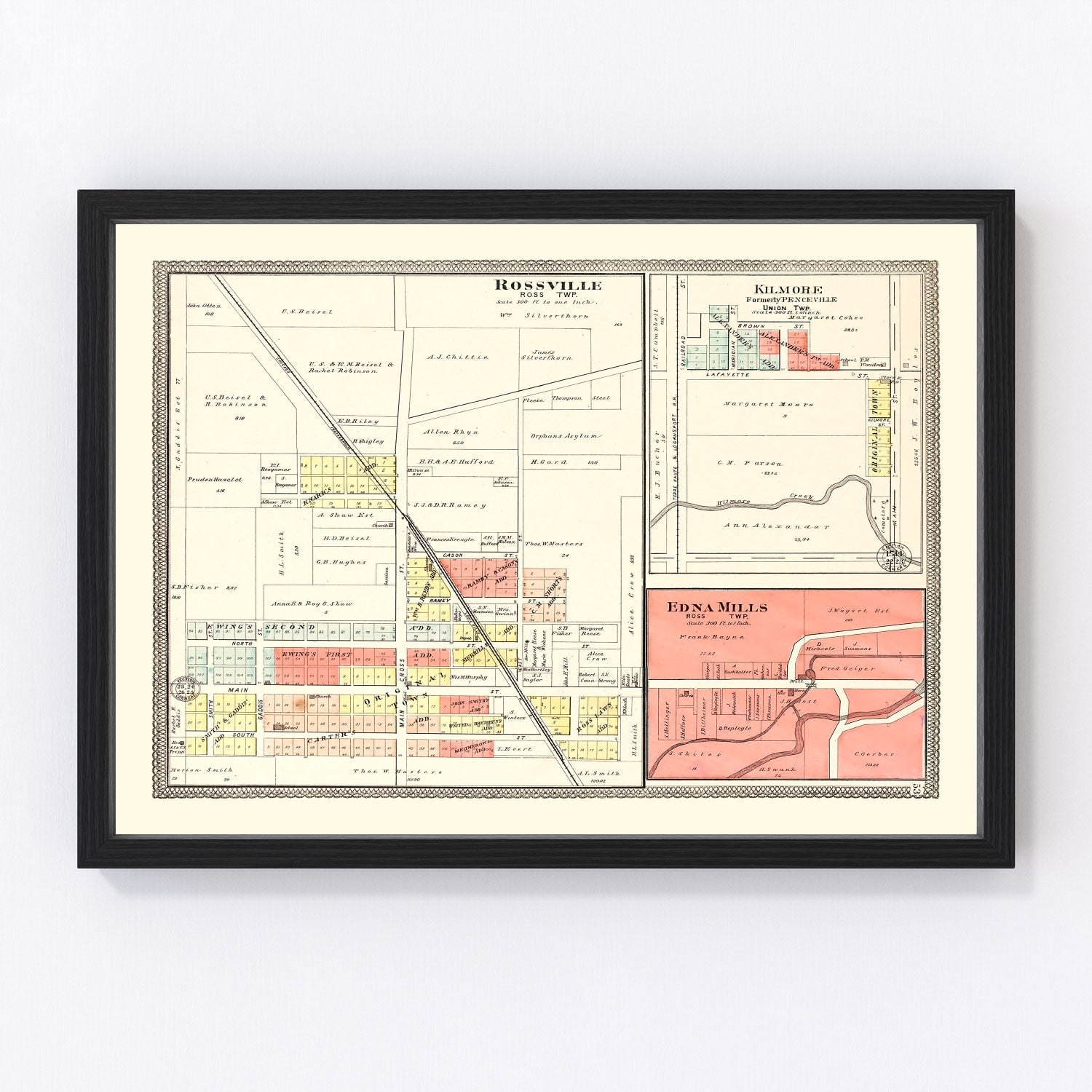Vintage Map of Rossville, Indiana 1903