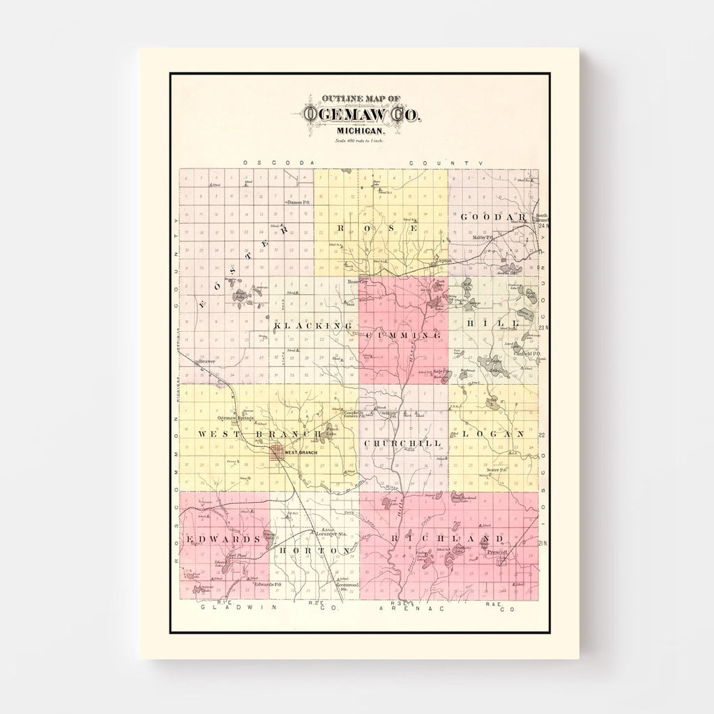 Vintage Map of Ogemaw County, Michigan 1903