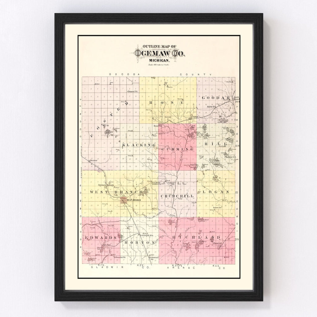 Vintage Map of Ogemaw County, Michigan 1903