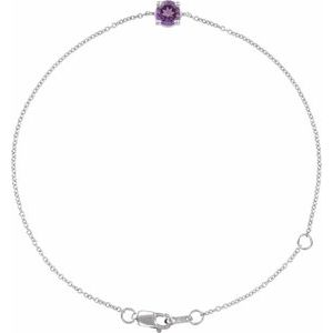 14K White Gold Natural Amethyst  6 1/2-7-1/2" Bracelet