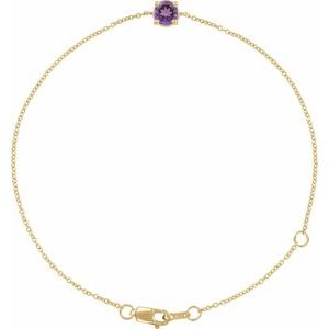 14K Yellow Gold Natural Amethyst  6 1/2-7-1/2" Bracelet