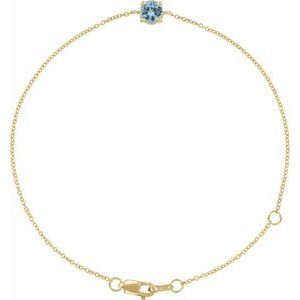 14K Yellow Natural Aquamarine  6 1/2-7-1/2" Bracelet