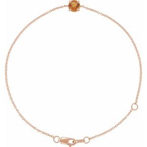14K Rose Natural Citrine  6 1/2-7-1/2" Bracelet