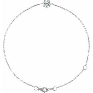 Sterling Silver 1/5 CT Natural Diamond 6 1/2-7-1/2" Bracelet