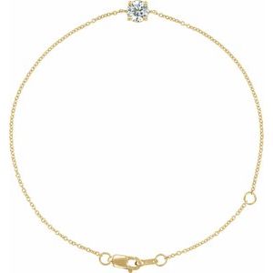 14K Yellow Gold Natural White Sapphire  6 1/2-7-1/2" Bracelet