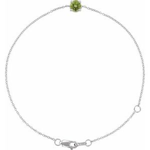 14K White Gold Natural Peridot  6 1/2-7-1/2" Bracelet