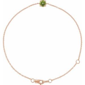 14K Rose Gold Natural Peridot  6 1/2-7-1/2" Bracelet