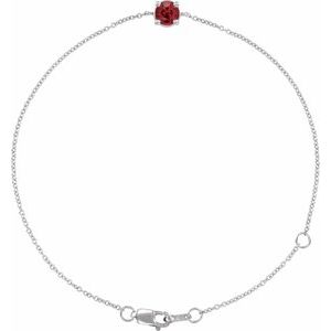 14K White Gold Natural Ruby  6 1/2-7-1/2" Bracelet