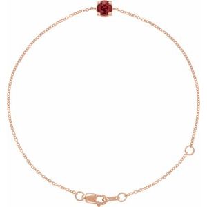 14K Rose Gold Lab-Grown Ruby  6 1/2-7-1/2" Bracelet