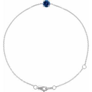 14K White Gold Lab-Grown Blue Sapphire  6 1/2-7-1/2" Bracelet