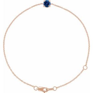14K Rose Gold Lab-Grown Blue Sapphire  6 1/2-7-1/2" Bracelet