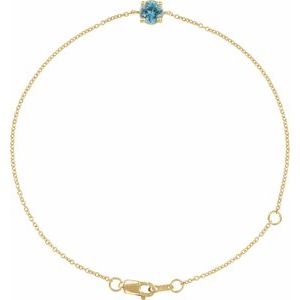 14K Yellow Gold Natural Blue Zircon  6 1/2-7-1/2" Bracelet