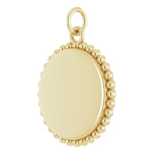 Engravable Beaded Disc Necklace or Charm/Pendant