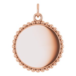 18K Rose Gold-Plated Sterling Silver Beaded Disc Charm/Pendant
