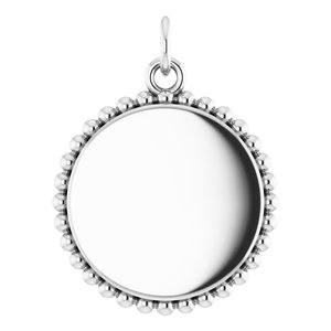 Platinum Engravable Beaded Charm/Pendant