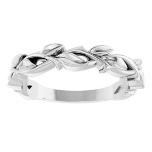 10K White 4 mm Floral Band