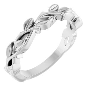 14K X1 White 4 mm Floral Band