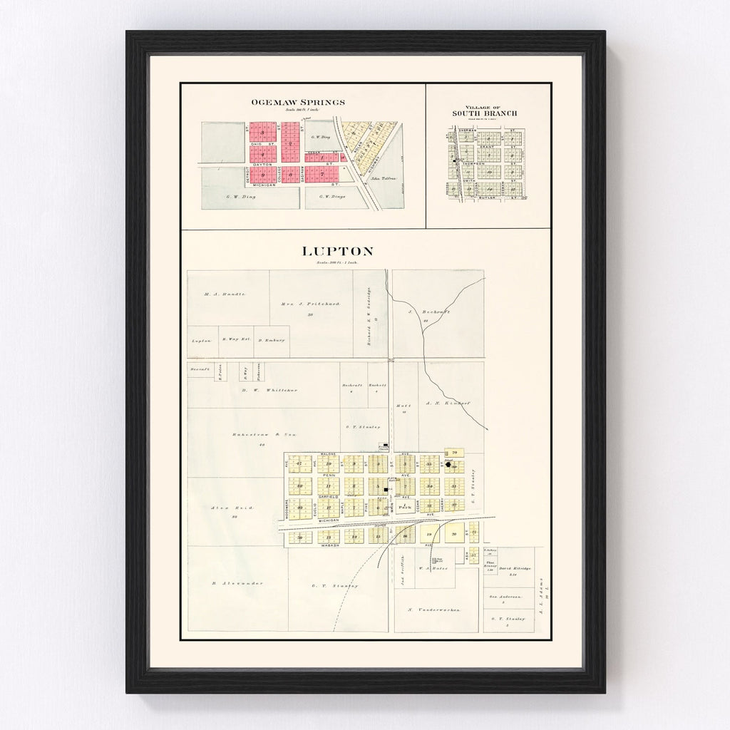Vintage Map of South Branch, Michigan 1903