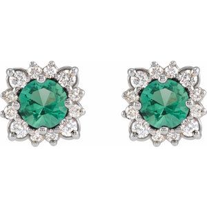 Round Halo-Style Earrings