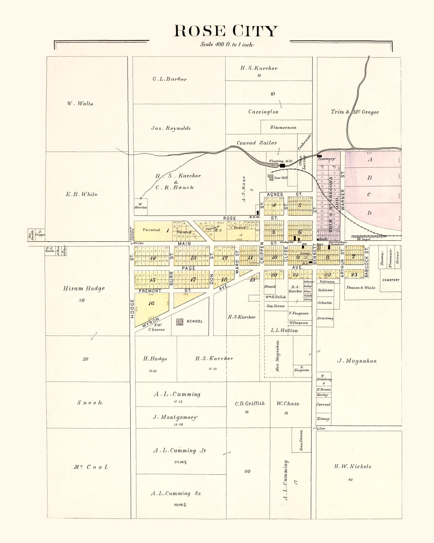Vintage Map of Hill, Michigan 1903