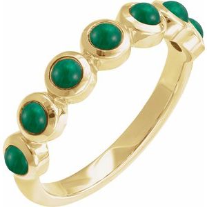 14K Yellow Gold Cabochon Natural Emerald Stackable Ring