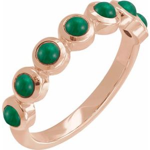 14K Rose Gold Cabochon Natural Emerald Stackable Ring