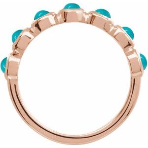 14K Rose Gold Cabochon Natural Turquoise Stackable Ring