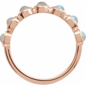 14K Rose Gold Cabochon Natural White Opal Stackable Ring