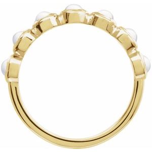 14K Yellow Gold Cabochon Natural Rainbow Moonstone Stackable Ring