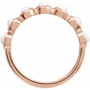 14K Rose Gold Cabochon Natural Rainbow Moonstone Stackable Ring