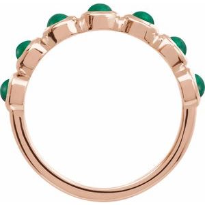 14K Rose Gold Cabochon Natural Emerald Stackable Ring